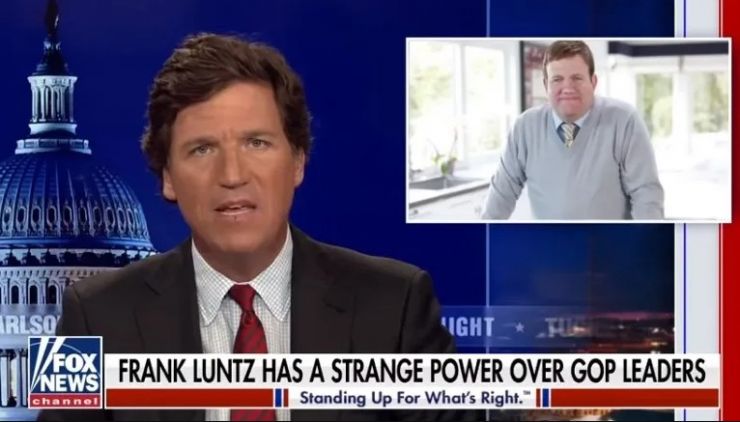 Luntz (upper right) as Tucker reveals...